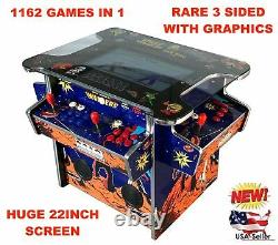 4 PLAYER Cocktail Arcade Machine1162 Classic Games 145LB + 2 STOOLS NEW