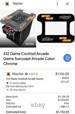 412 Game Cocktail Arcade Game, OFFERS ENCOURAGED, LOCAL PICKUP, read Below
