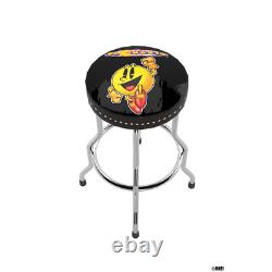 Adjustable Arcade Stool with Extending Legs Pac-Mania Steel Frame Gaming Seat