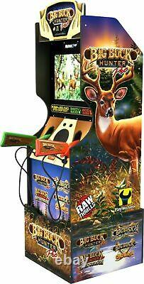 Arcade1Up Big Buck World Hunter Video Arcade Game with 2 Light Gun Rifles Riser