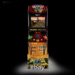 Arcade1Up Big Buck World Hunter Video Arcade Game with 2 Light Gun Rifles Riser