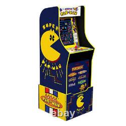 Arcade1Up Super Pac-Man Mini Arcade Game Cabinet Bundle, 7 Games In 1, w Riser
