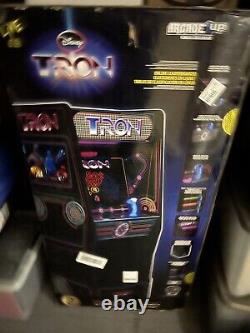Arcade1Up Tron with Riser, Marquee, Deck Protector, & Stool New