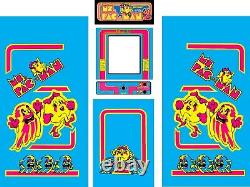 Fits Ms Pac Man Arcade 6 Pc Set Side Art Kickplate Choose Classic Blue Or Black