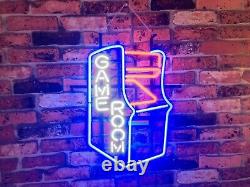 New Game Room Arcade Neon Light Sign 20x16 Beer Cave Gift Bar Real Glass