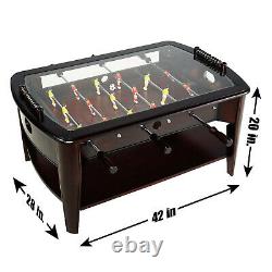 WOODEN FOOSBALL COFFEE TABLE Arcade Game Room Wood Family Sports Indoor Soccer