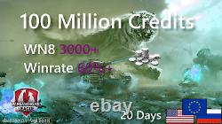 World of Tanks 100 Million Credits 3000+ WN8 60% Winrate 20 Days (WOT)