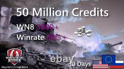 World of Tanks 50 Million Credits 3000+ WN8 60% Winrate 10 Days (WOT)